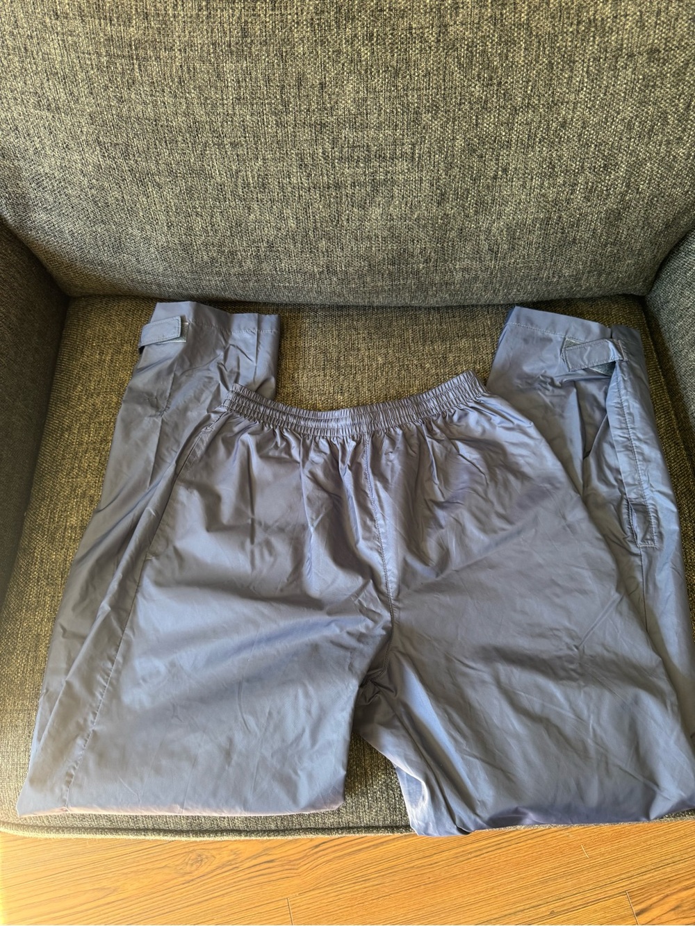 Y2K Columbia Blue Packable Windbreaker Rain Pants Elastic Waistband